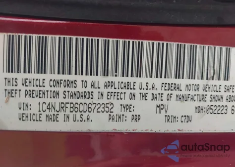 2012 Jeep Patriot Latitude z USA, uszkodzony, nr VIN 1C4NJRFB6CD672352